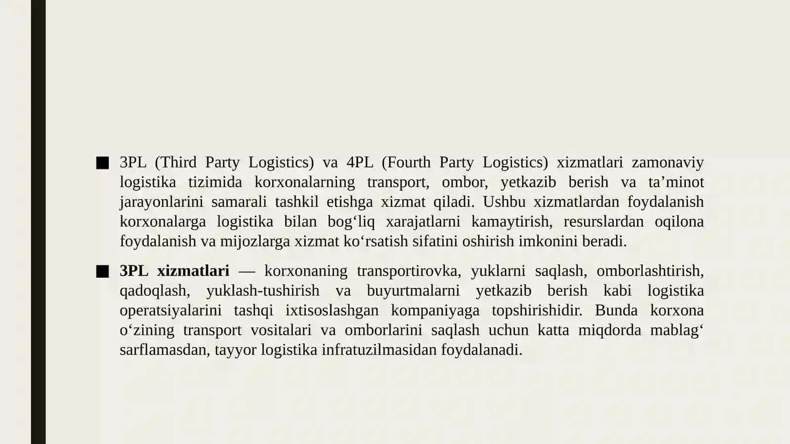 3PL va 4PL xizmatlaridan foydalanishning iqtisodiy samaradorligi 3