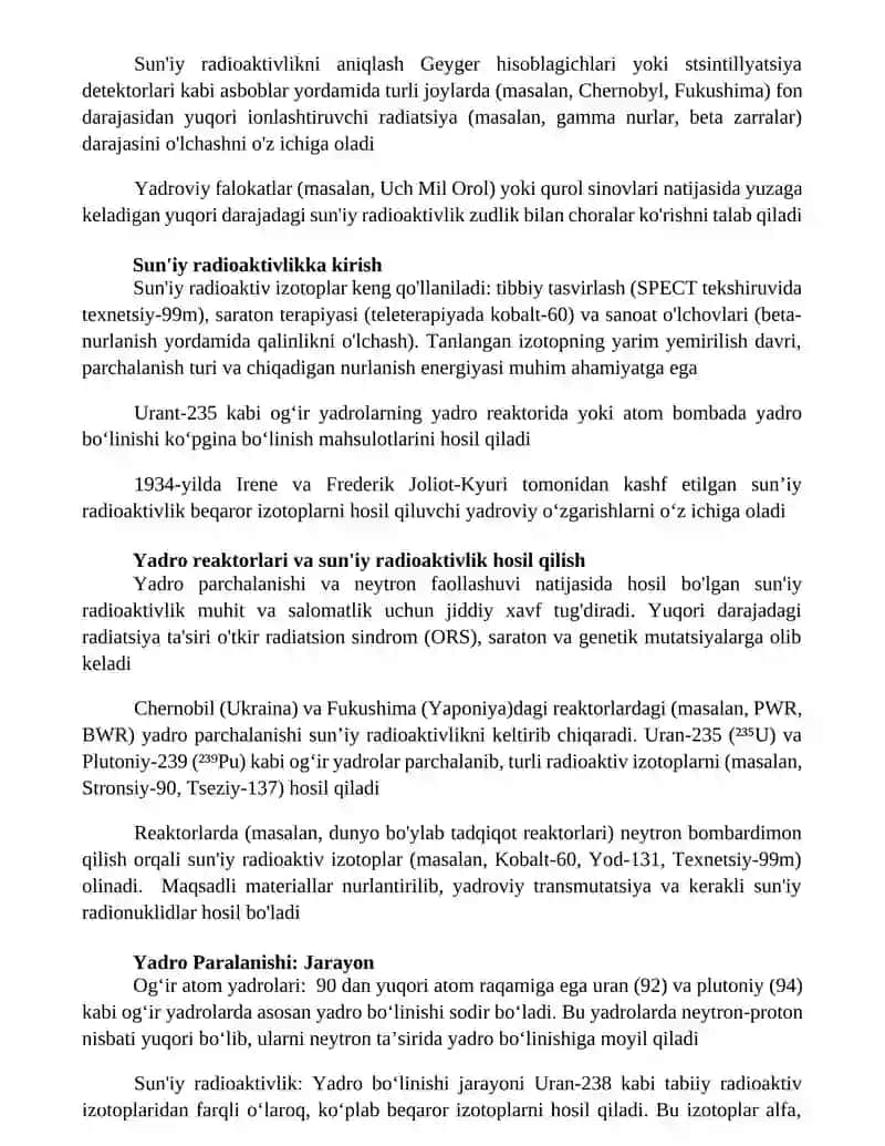 Sun'iy radioaktivlik sun'iy radiaktiv izotoplarining olinishi oğir atom yodrolarning bo'linishi 3