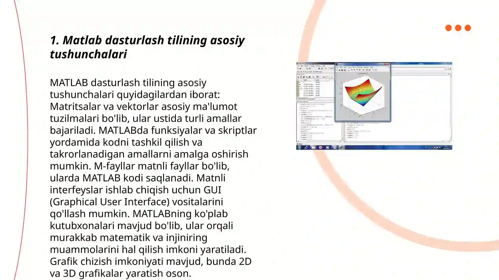 MATLAB dasturlash tiliga kirish 3