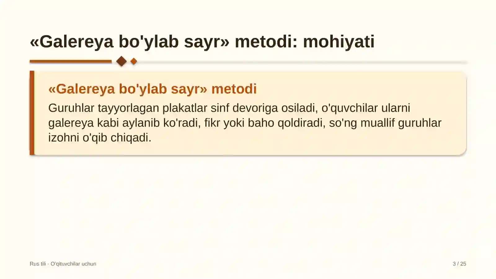 rus tili darslarida galereya bo'ylab sayr metodidan foydalanish 2583 3