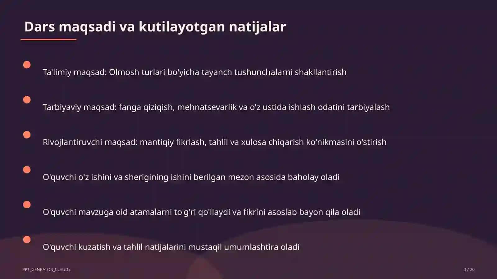 Olmosh turlari (6-sinf) 1