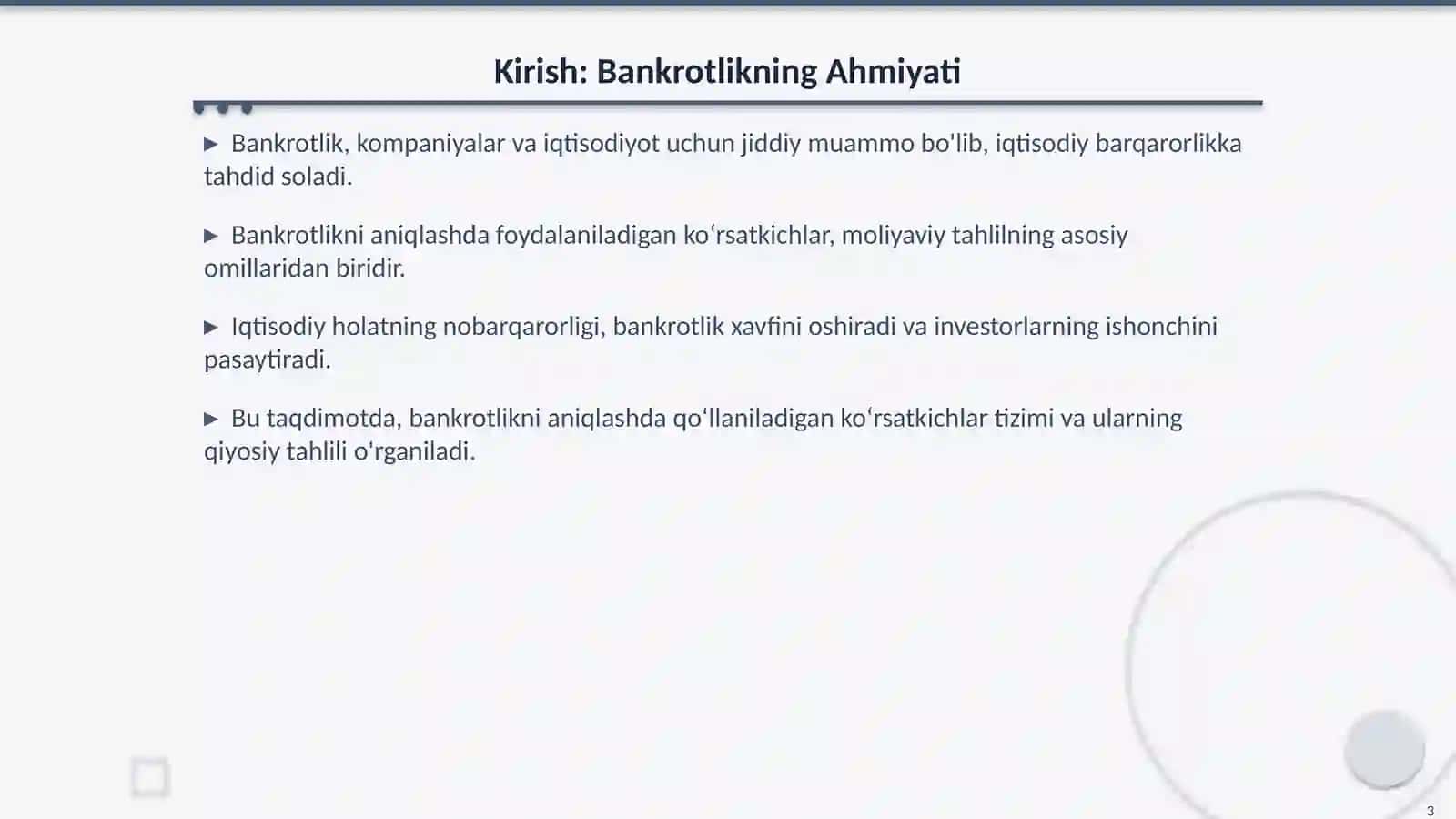 Bankrotlikni Aniqlash: Ko‘rsatkichlar Tizimi 3