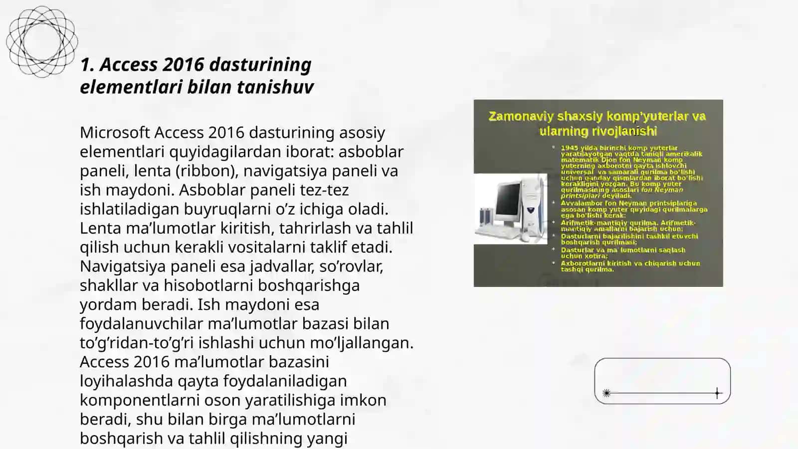 Access 2016 Ma'lumotlarini bazasini boshqarish tizimlaridan foydalanish 3