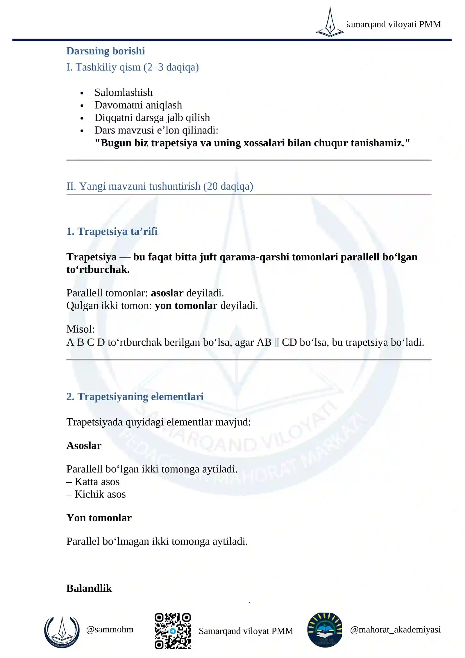 TRAPETSIYA VA UNING XOSSALARI 3