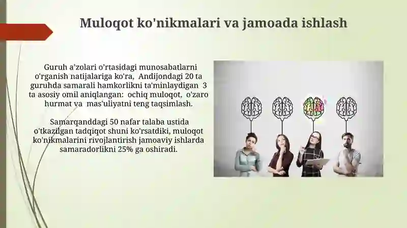 Muloqot ko'nikmalari va jamoada ishlash 3