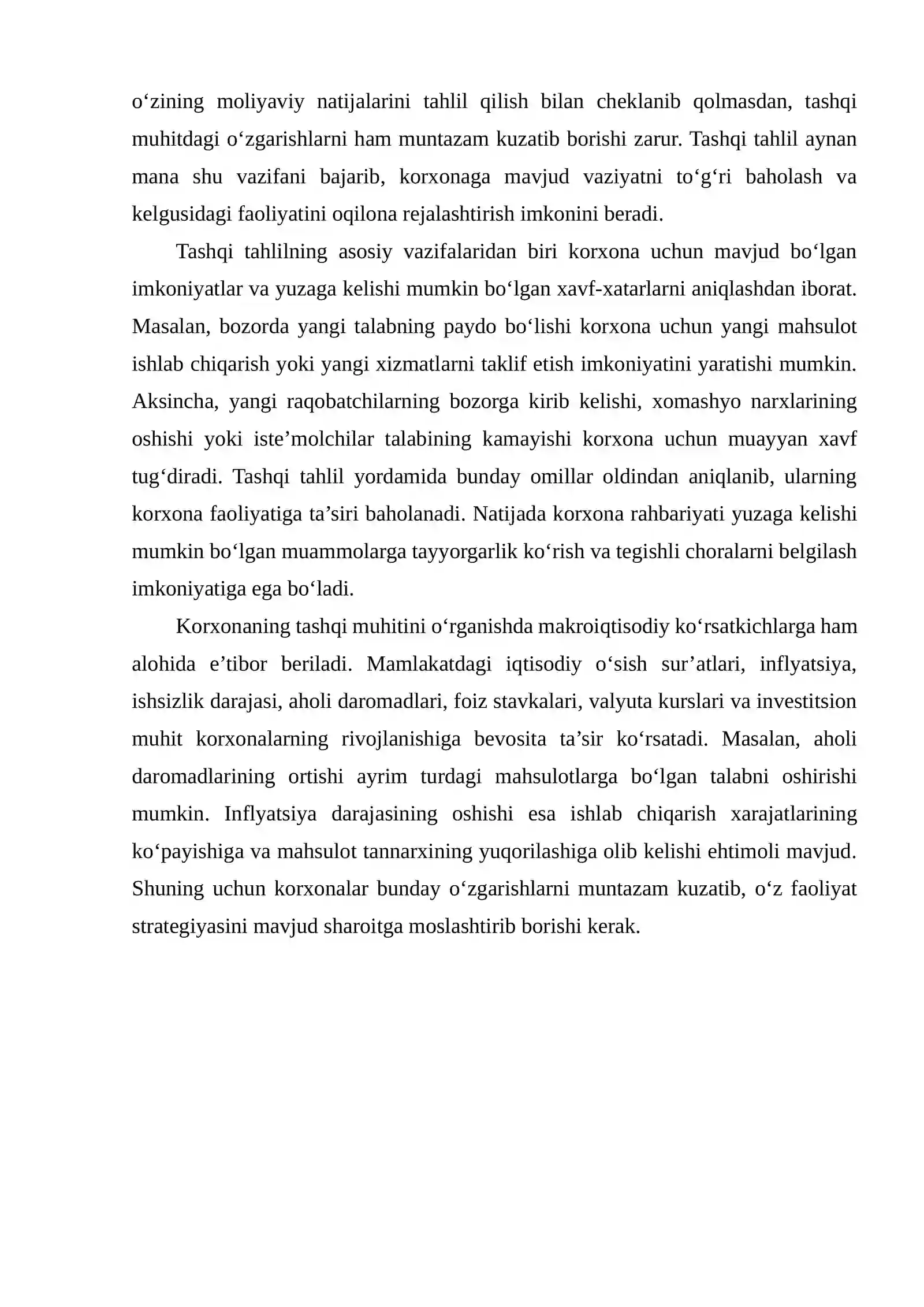KORXONALAR FAOLIYATINI O‘RGANISHDA TASHQI TAHLILNING AHAMIYATI 3