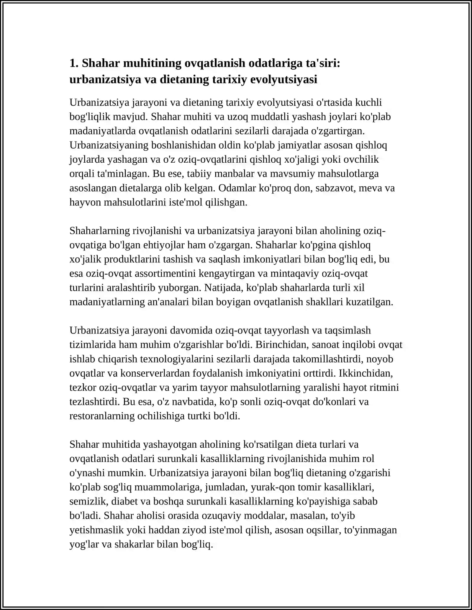 SHAHAR MUHITINING VA TURMUSH TARZINING OVQATLANISH ODATLARI VA SURUNKALI KASALLIKLARNING RIVOJLANISH TARIXI 3