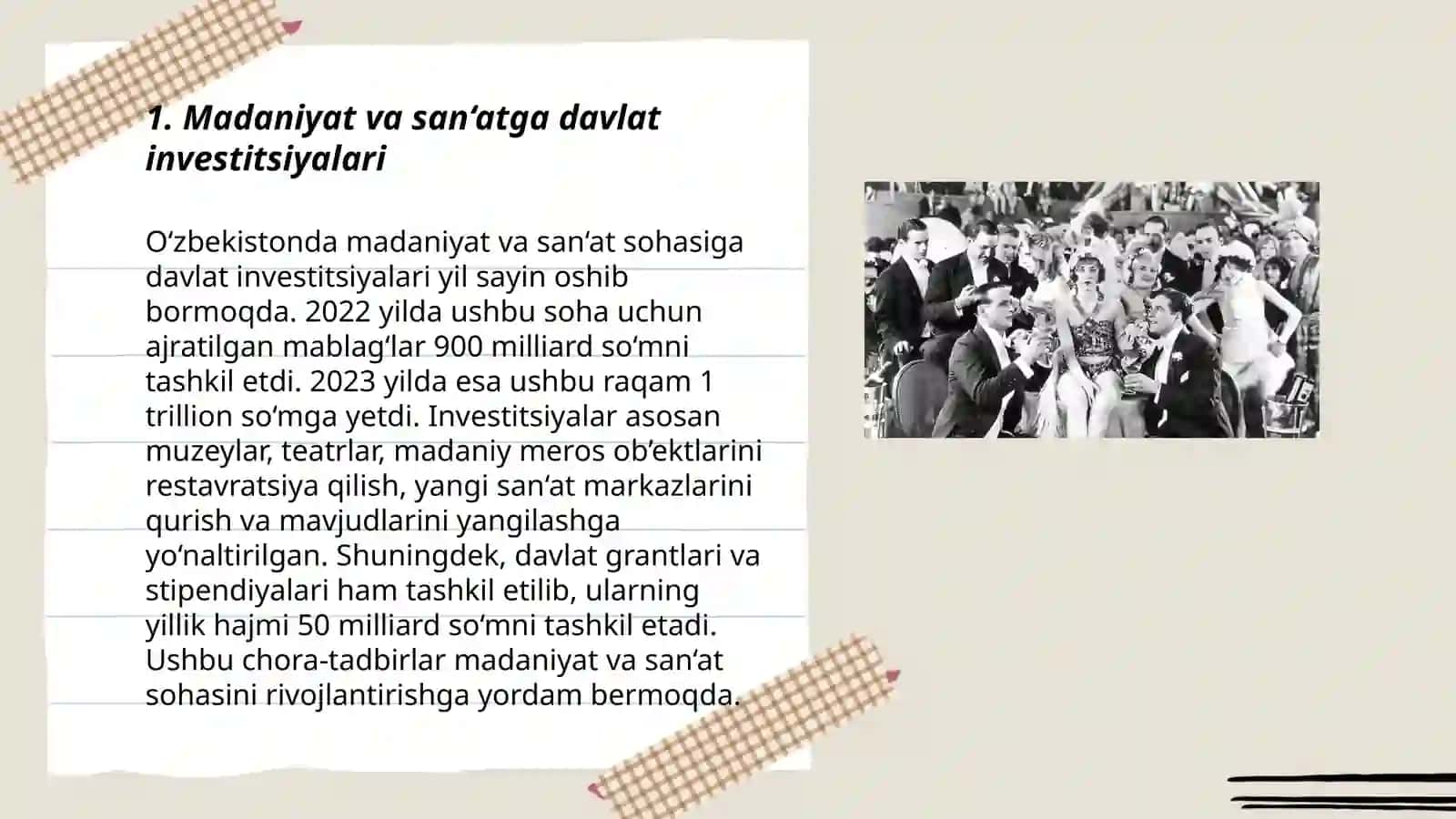 MADANIYAT VA SAN‘AT SOHALARIGA INVESTITSIYALAR 3