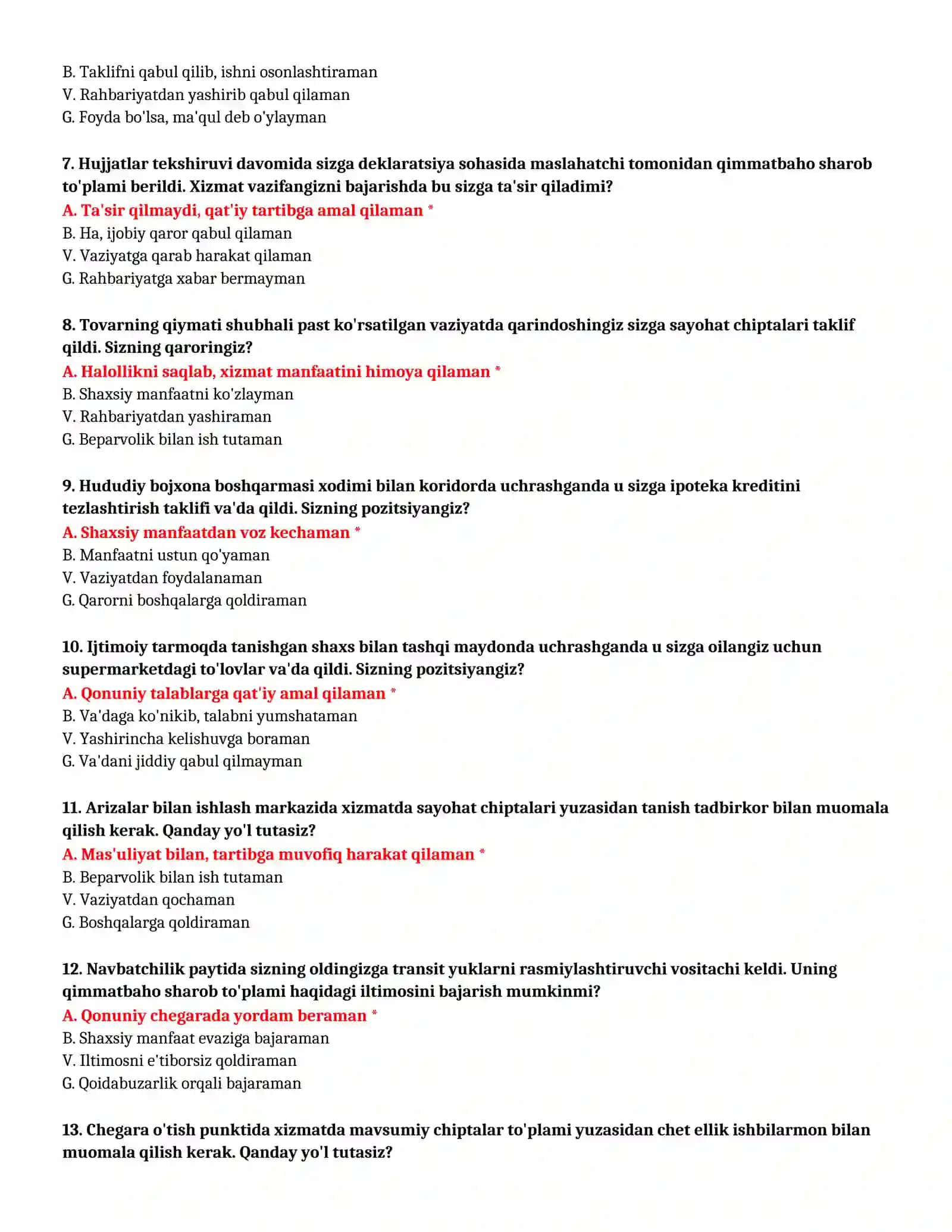 BOJXONA AKADEMIYASI - TO'LIQ TEST TO'PLAMI (№ 45) 3