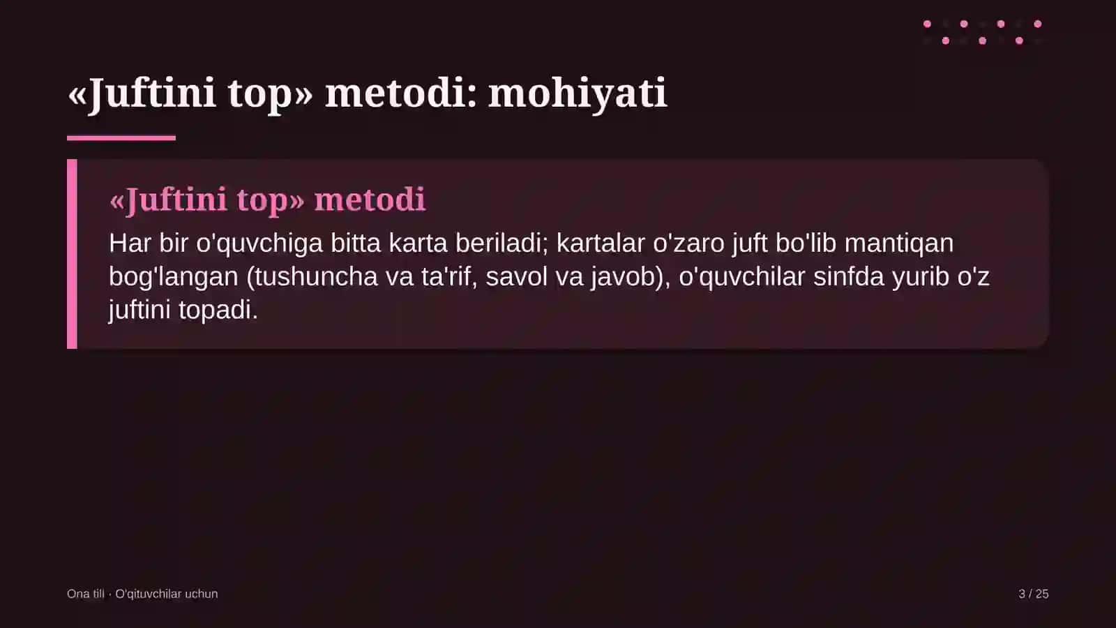 ona tili darslarida juftini top metodidan foydalanish 9059 3