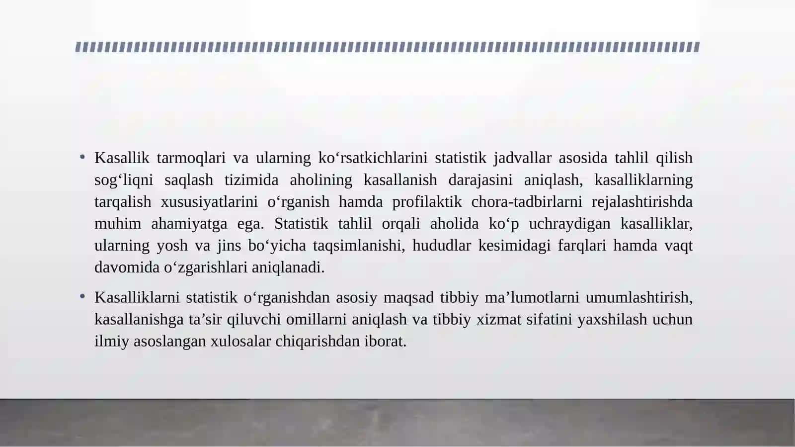 Taqdim etilgan statistik jadvallar asosida kasallik tarmoqlari, ko‘rastkichlarini tahlil qilish. 3