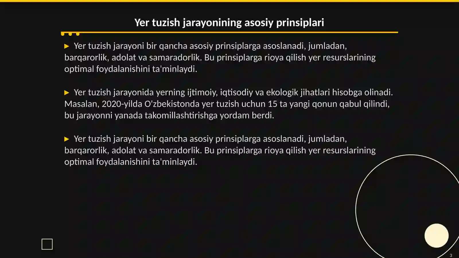 Yer resurslarini boshqarishda yer tuzishning funksiyasi. Yer resurslarini boshqarishda yer monitoringining funksiyasi 3