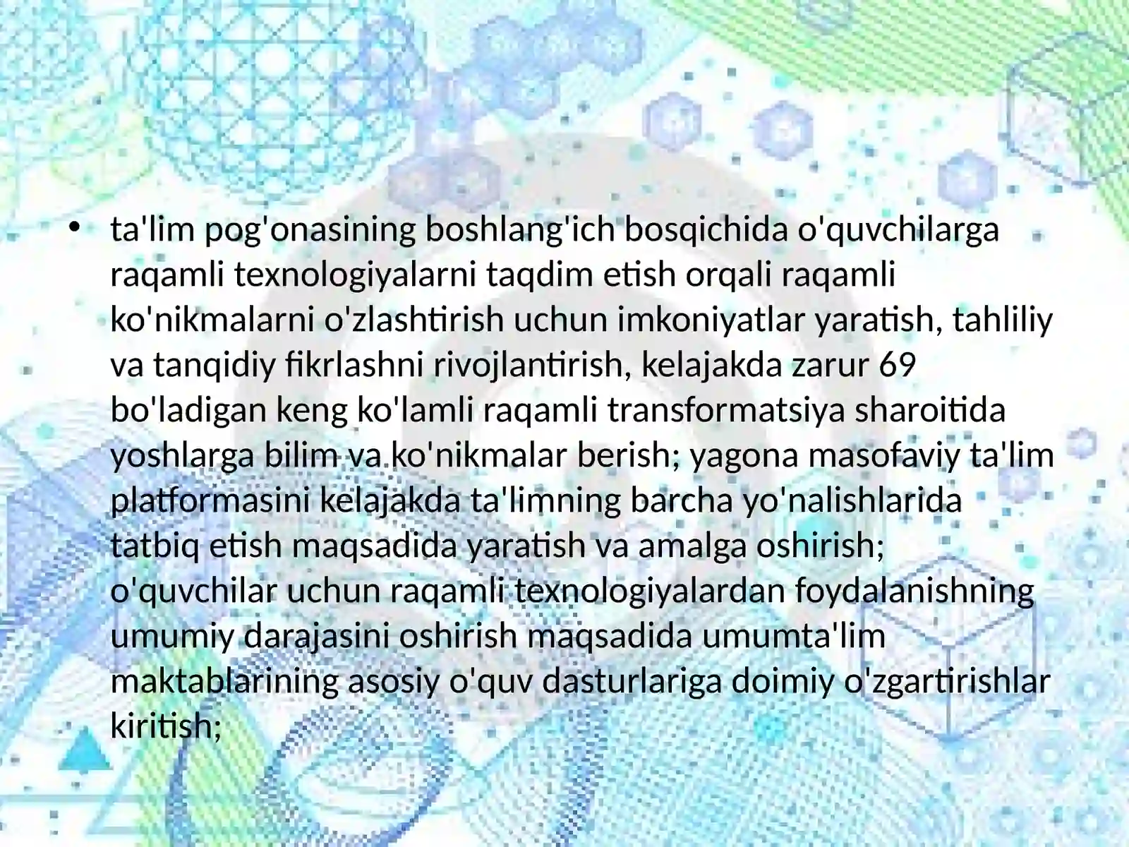 RAQAMLASHTIRILGAN SAVODXONLIK 3