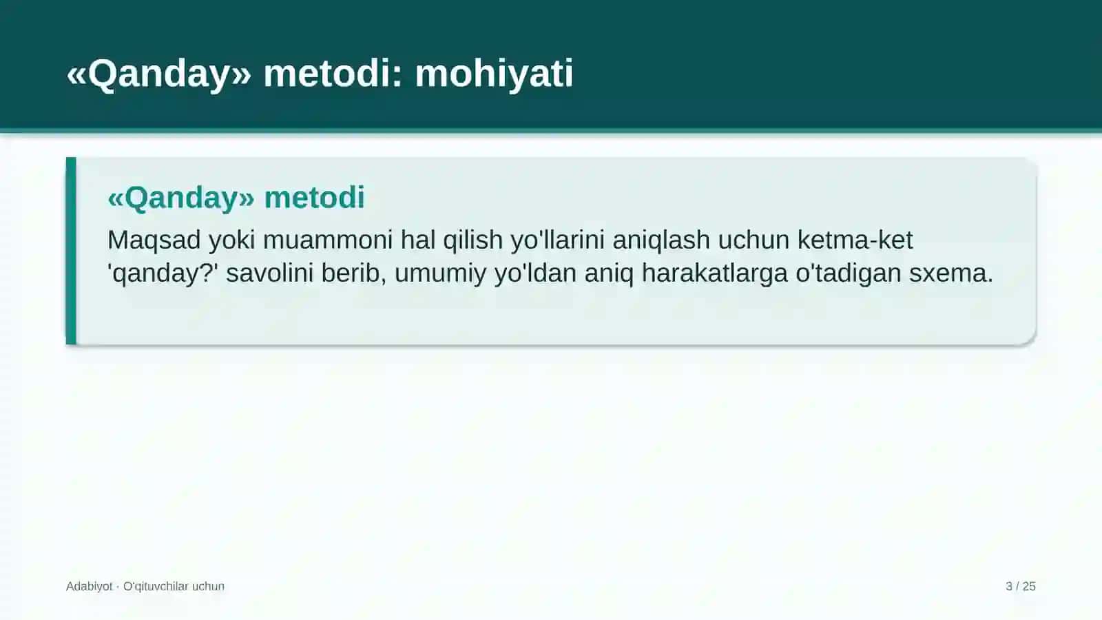 adabiyot darslarida qanday metodidan foydalanish 8083 3