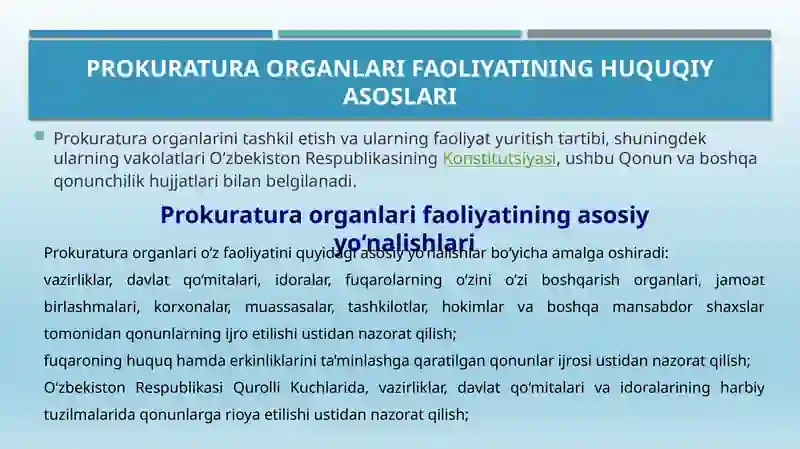 O‘zbekiston Respublikasi Prokuratura Organlarining Asosiy Vazifalari 3