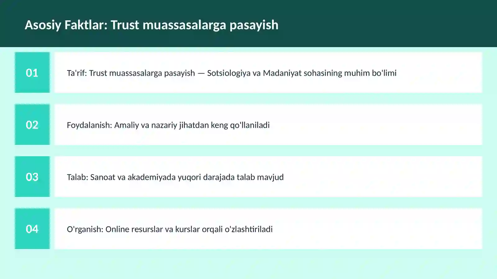 Trust muassasalarga pasayish 3