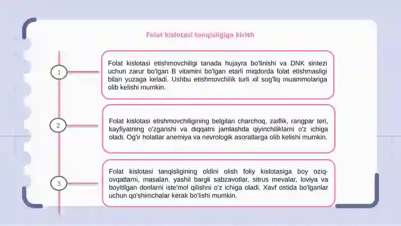 Folat kislotasini yitishmovchiligi 3