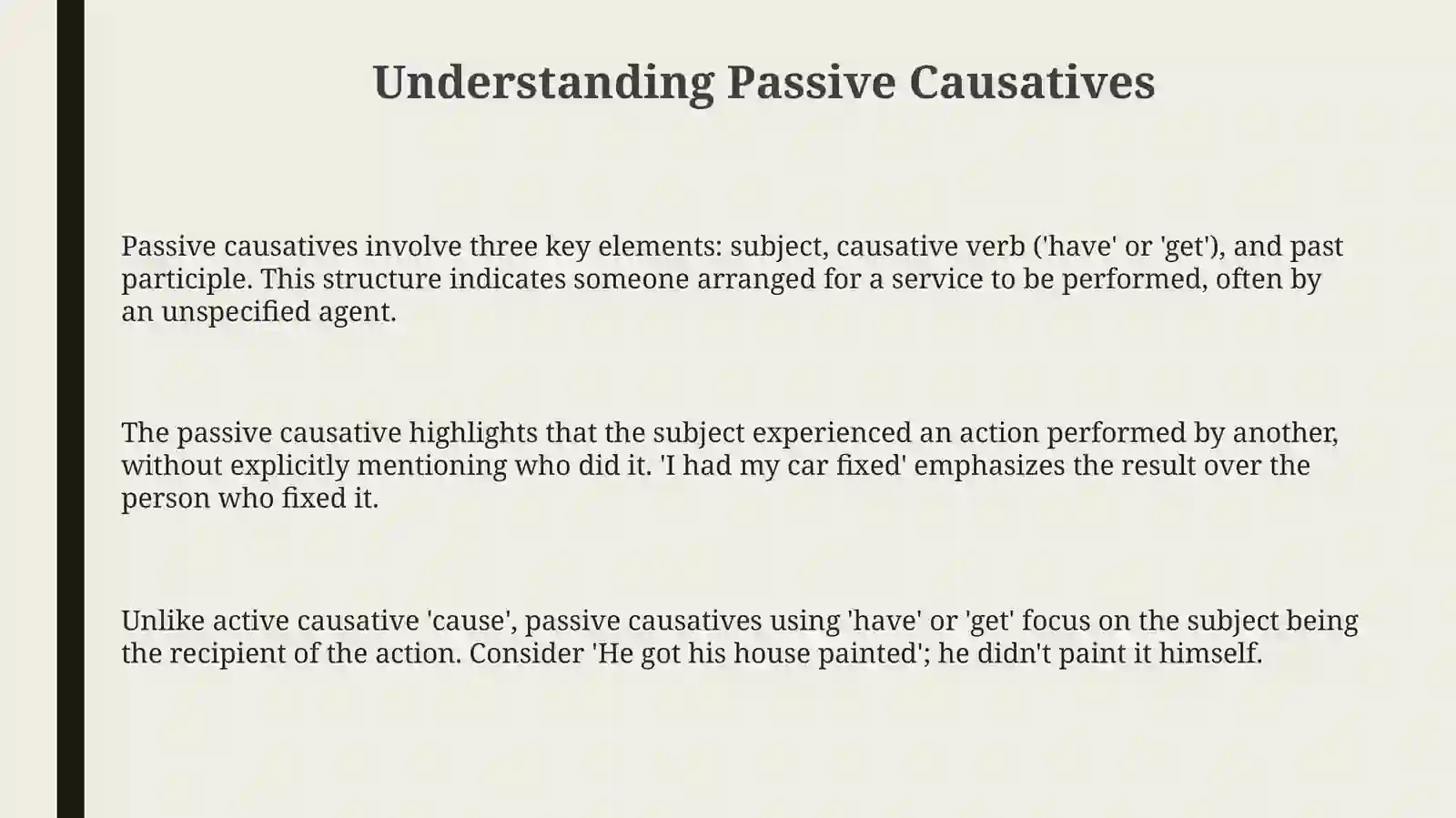 Passives causatives andget 3