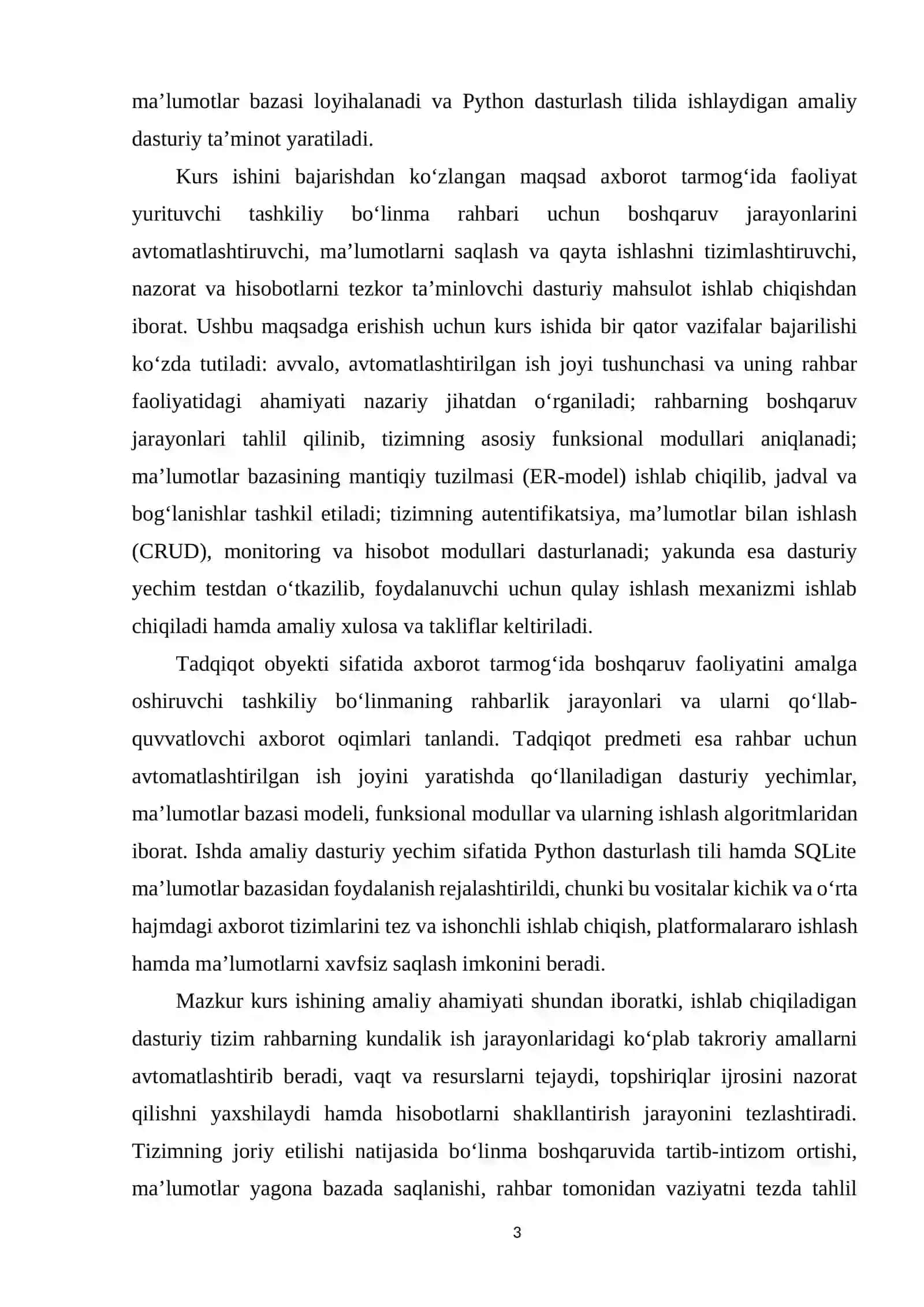 Tashkiliy bo‘linma rahbari (Menejer) uchun avtomatlashtirilgan ish joyini ishlab chiqish 3