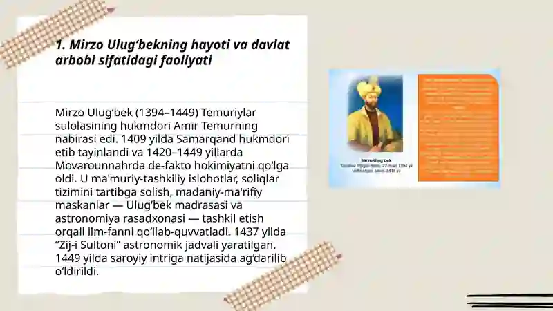 Mirzo Ulug‘bek - davlat arbobi va buyuk olim 3