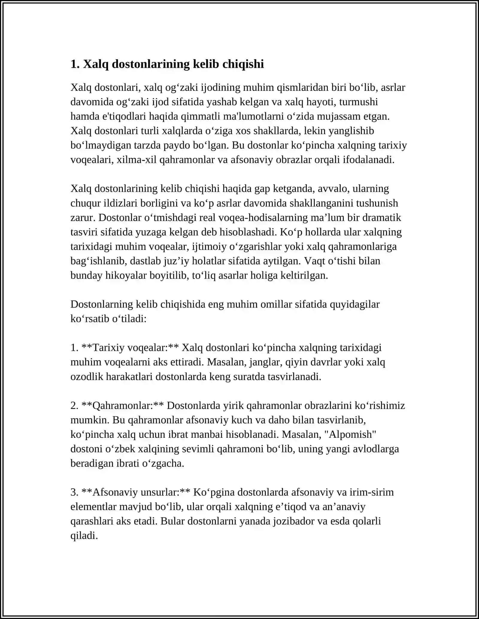 XALQ DOSTONLARINING JANR XUSUSIYATLARI 3