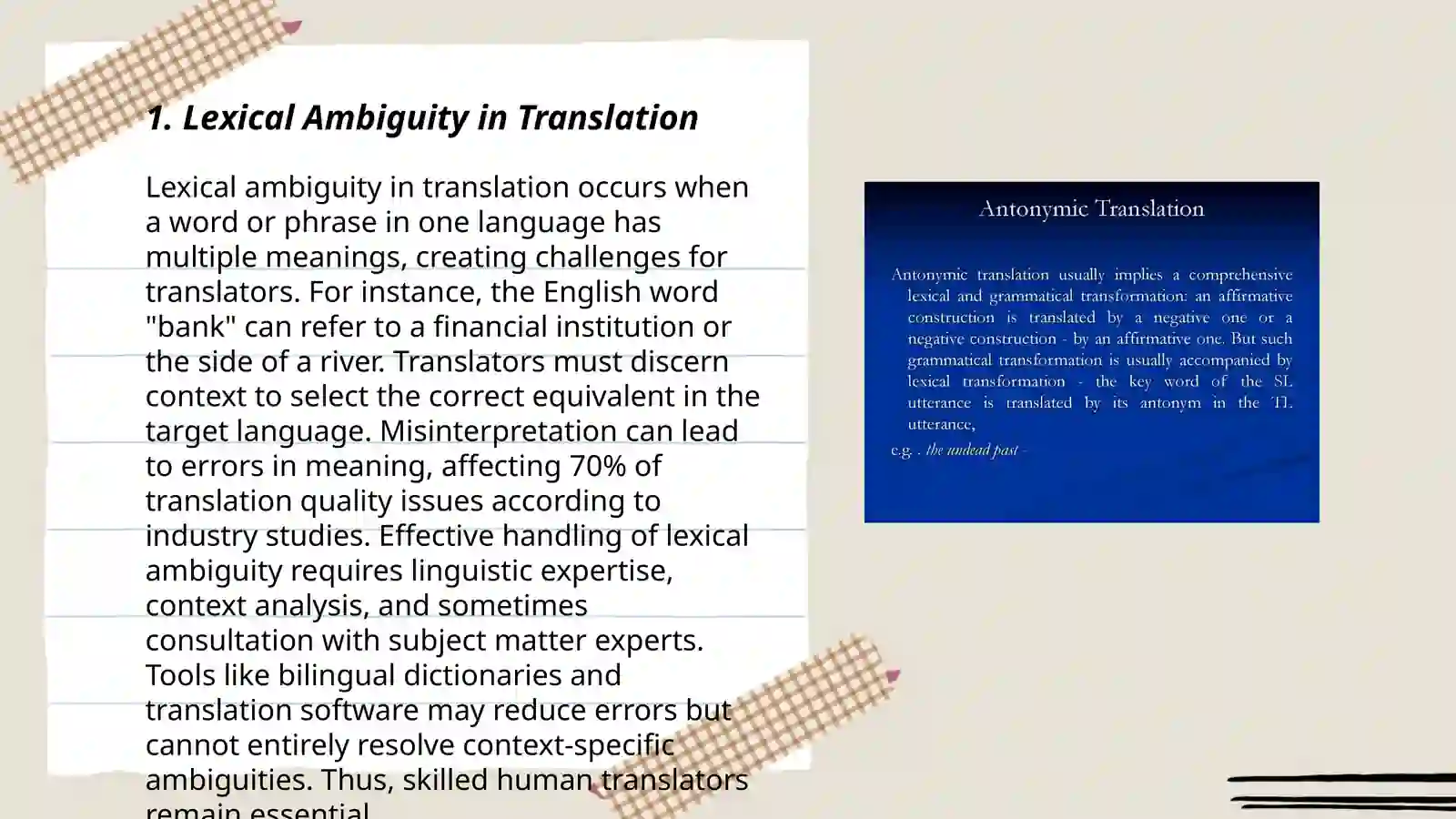 Lexical problems in translation 3