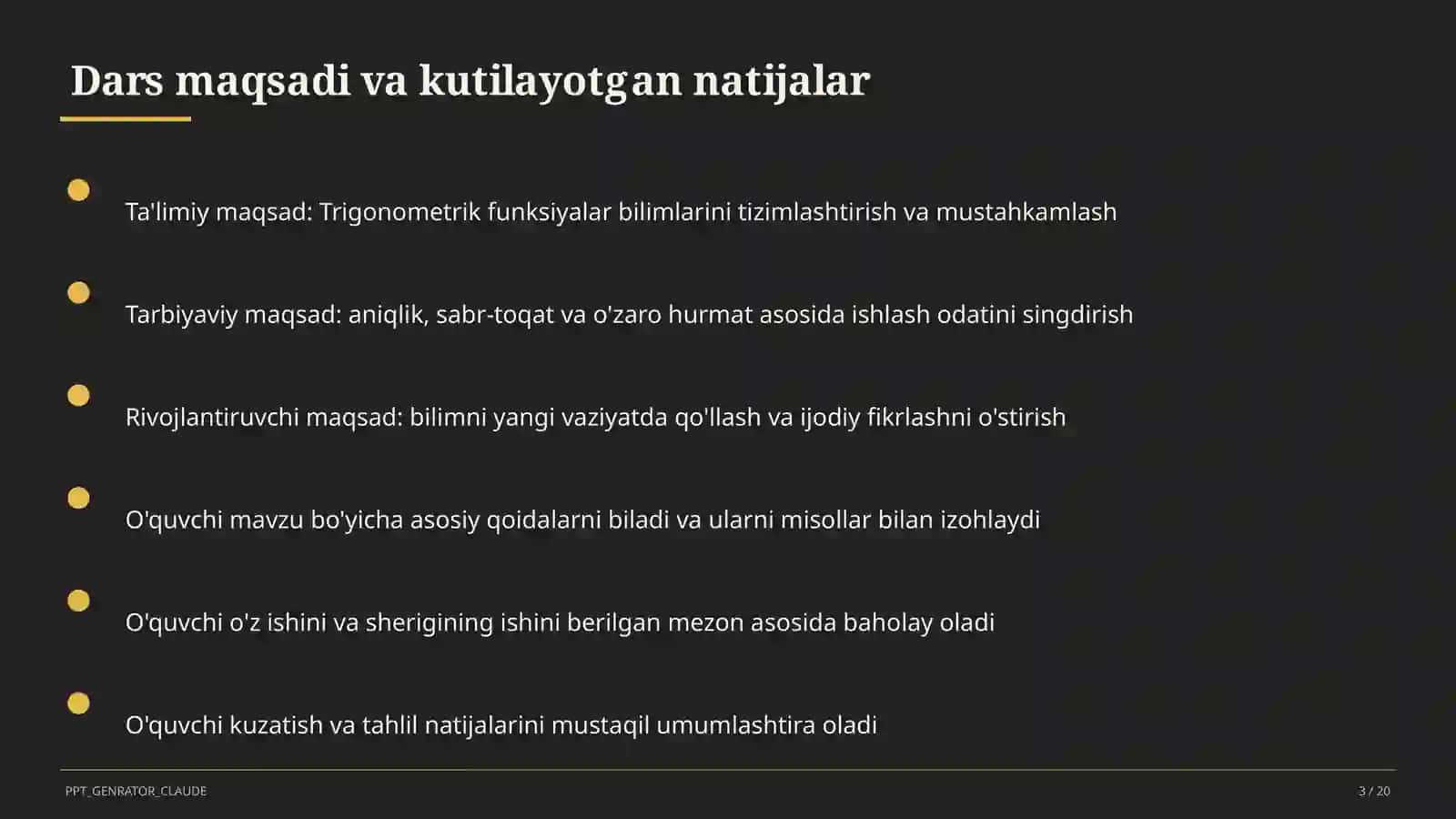 Trigonometrik funksiyalar (10-sinf) 3