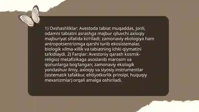 Avesto" dagi tabiiyat tasavvurlari va zamonaviy ekologik tajribalarni qiyosiy tahlil qilish 3