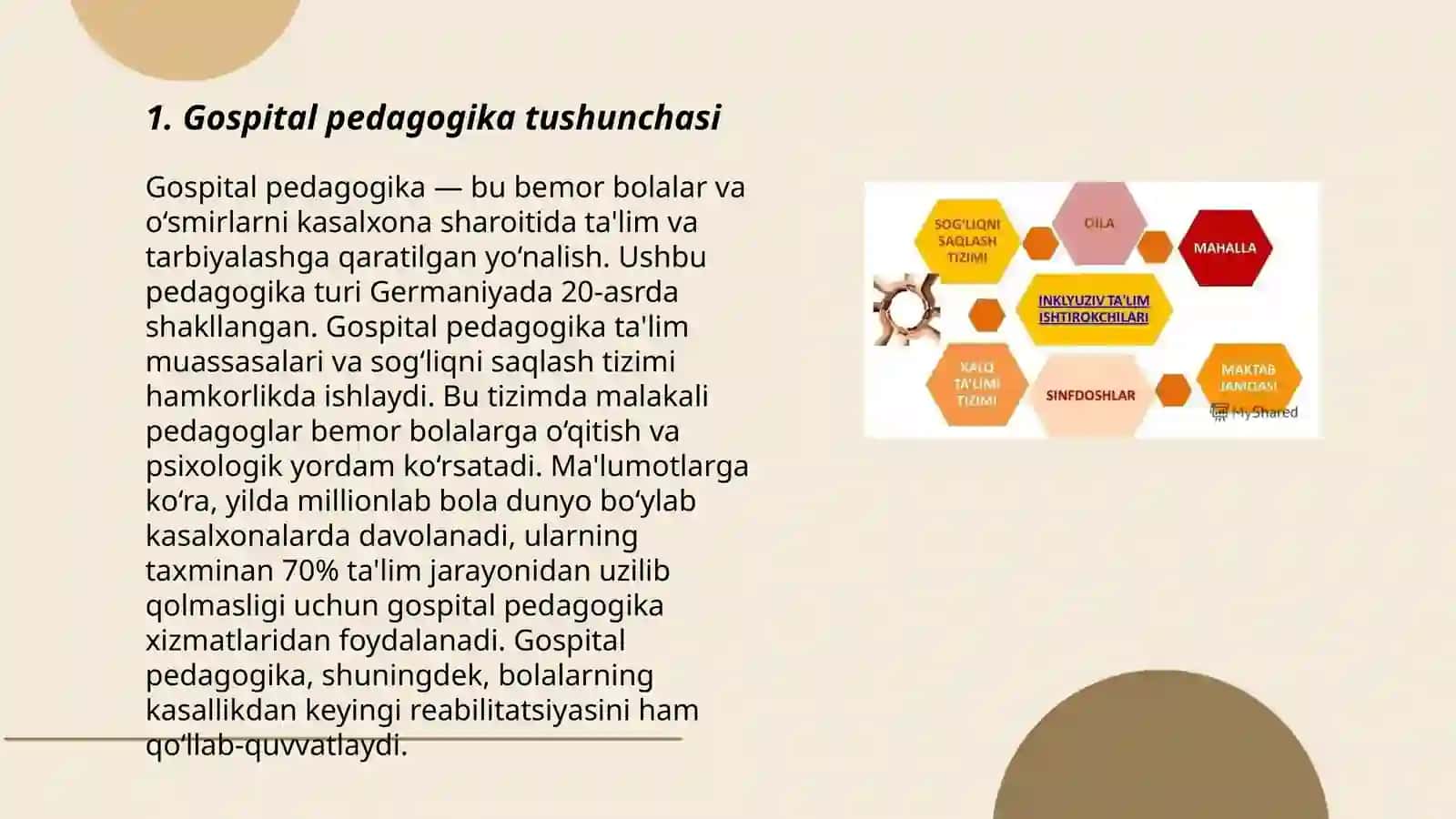 Gospital pedagogika - inklyuziyaning ajralmas qismi sifatida gospital pedagogika tushinchasi, maqsadi va vazifasi 3