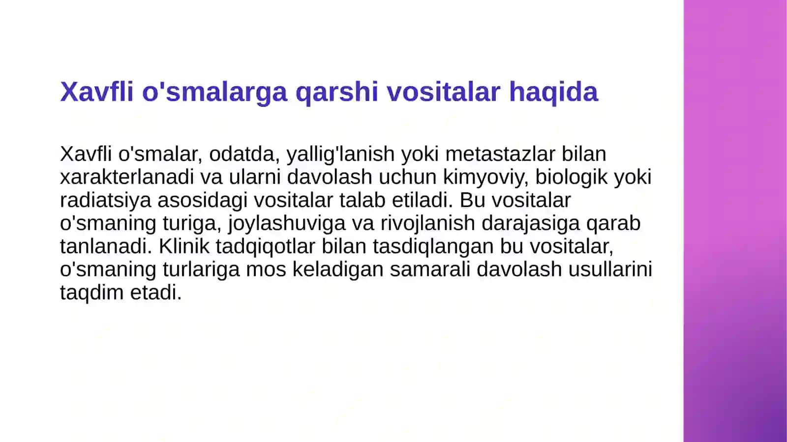 Xavfli o'smalarga qarshi vositalar 3