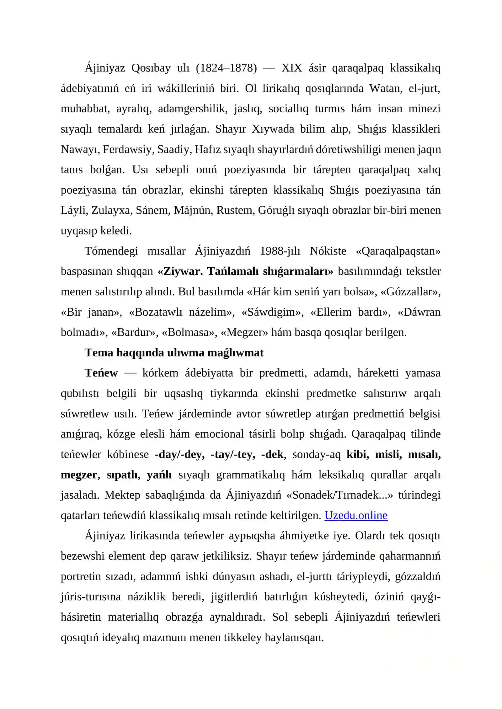 « Kórkemlew quralları hám stilistika» PÁNIN 3