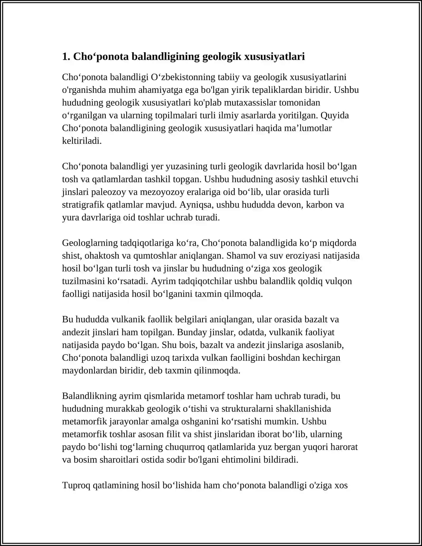 Cho'ponota balandligining asosiy o'simliklar assotsiyalar va hozigri holati 3