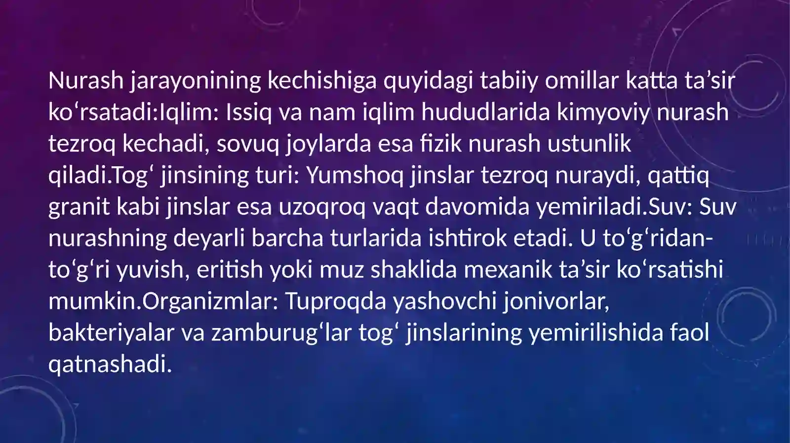 Nurash jarayoni va tuproq 3