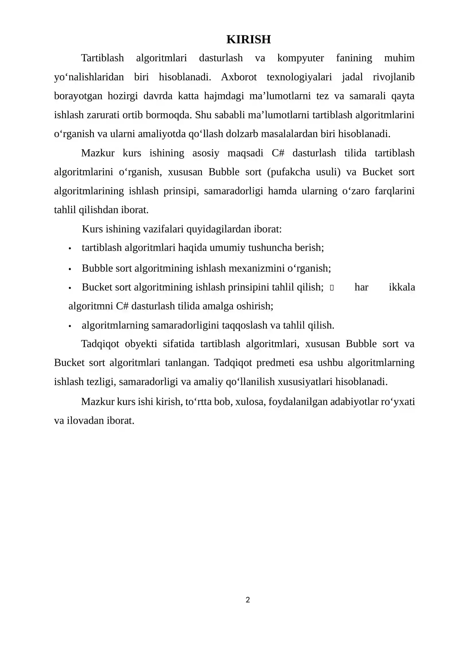 Tartiblash algoritmlari Bubble sort va Bucket sort 3