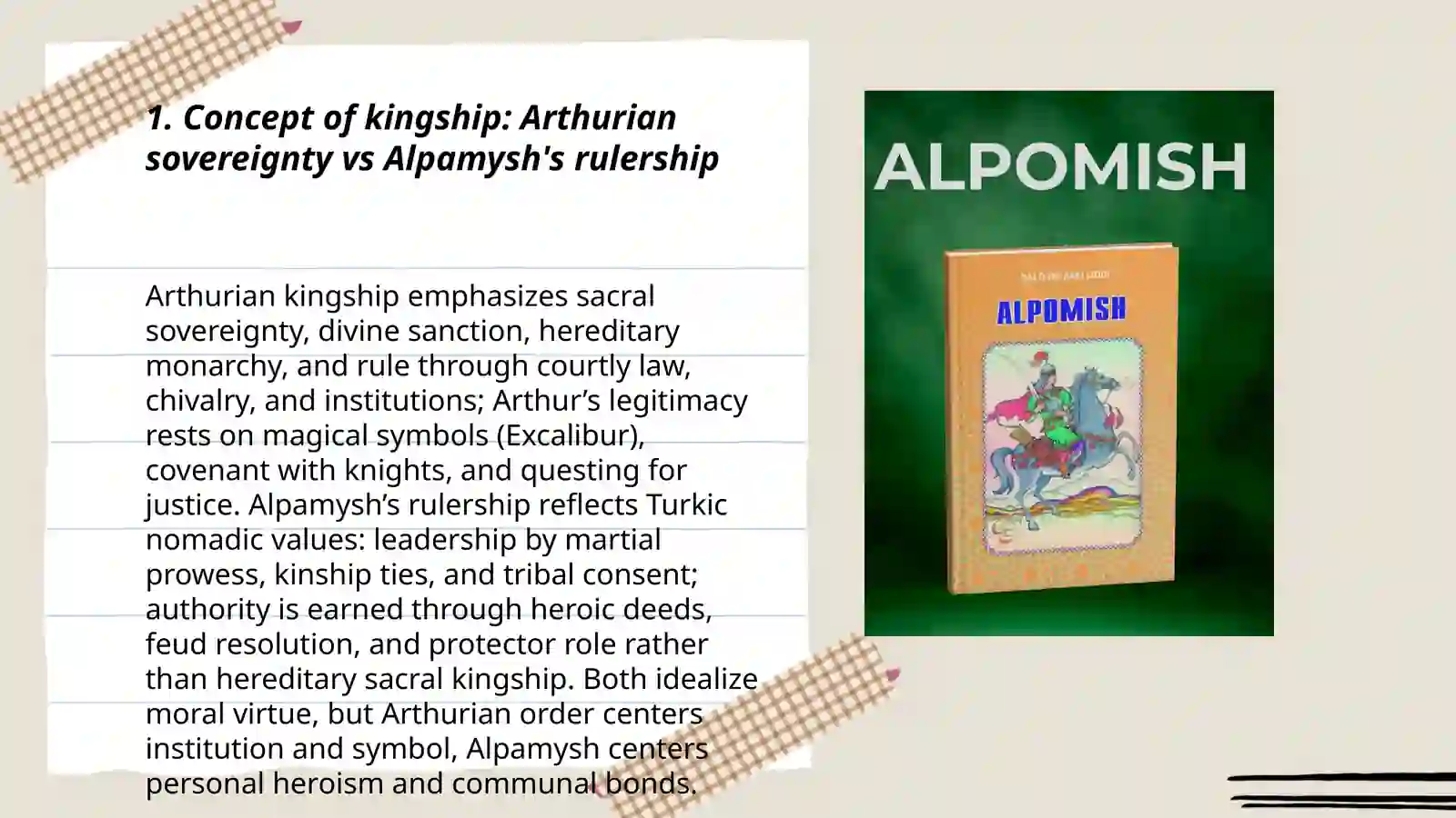The Ideal King: A Comparative Analysis of King Arthur and Heroes in the TurkicEpic Alpamysh 3