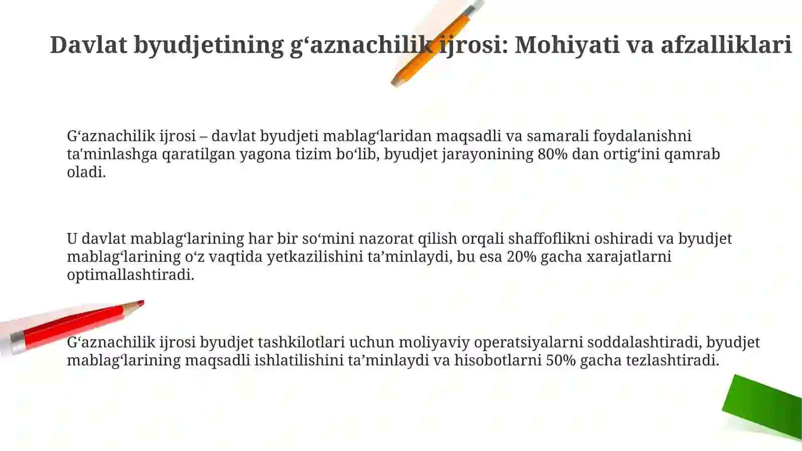 O‘zbekiston Respublikasida davlat Budjeti g’azna ijrosini joriy etilishi 3