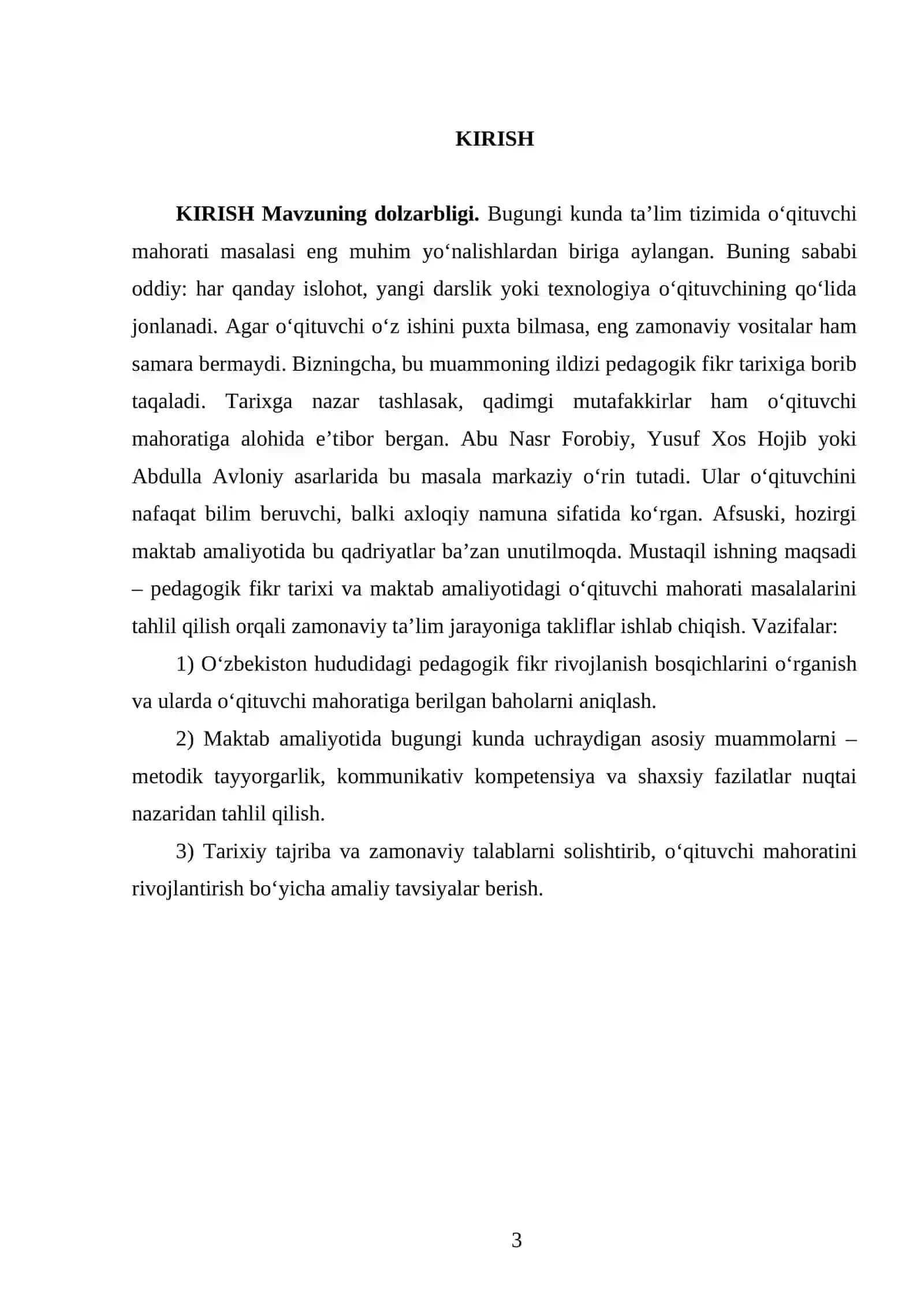 Pedagogik fikr tarixi va maktab amaliyotida o’qituvchi mahorati masalalari 3