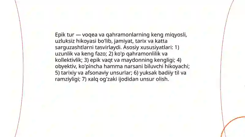 Epik tur va uning janrlari 3