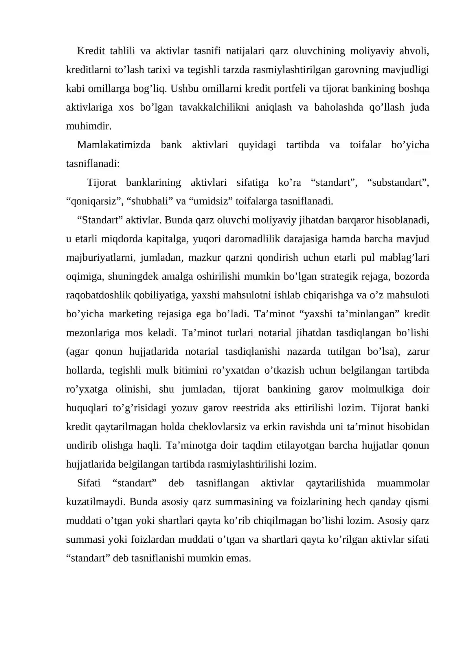 Bank kreditlarini tasniflash zaxiralar tashkil etish tartibi 2 3