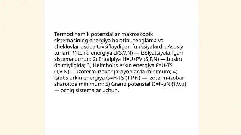 Termodinamik potentsiallar 3