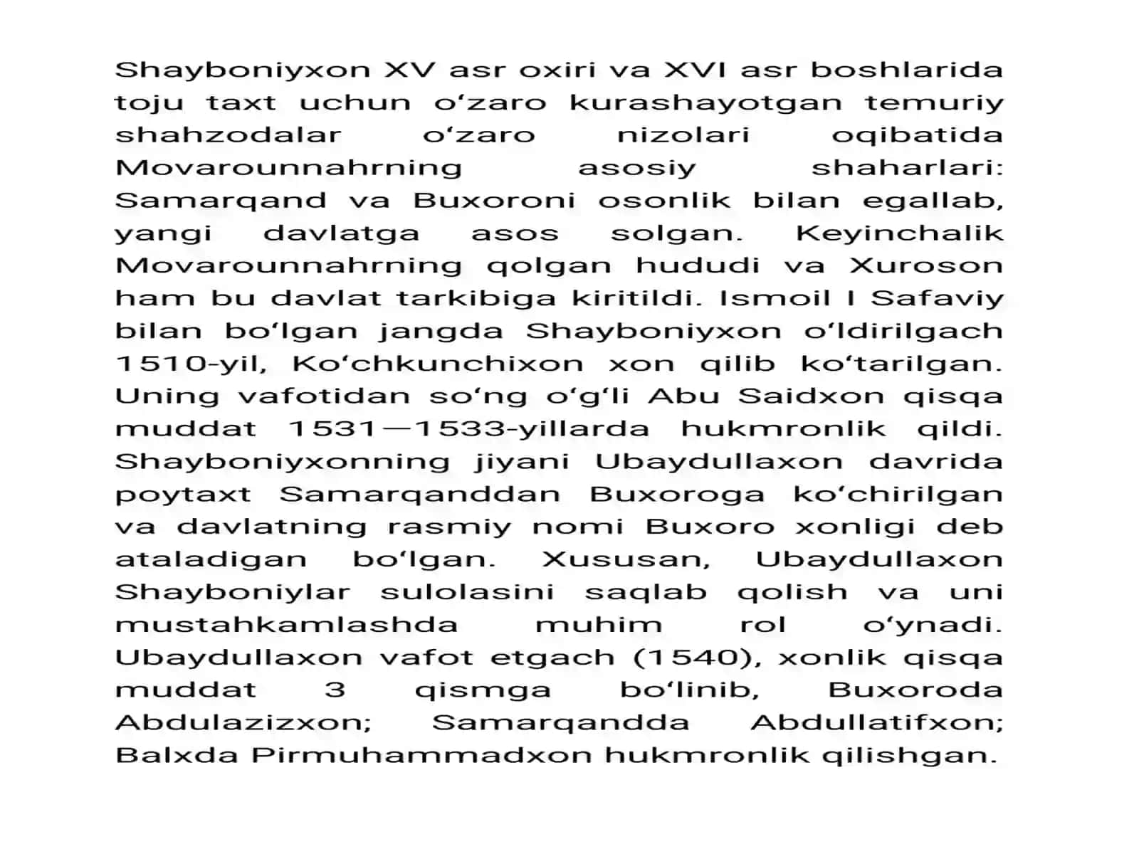 O‘zbekxonliklar Davri Tibbiyot Shaxboniylar va Ashtarkxonliylar Davri 3