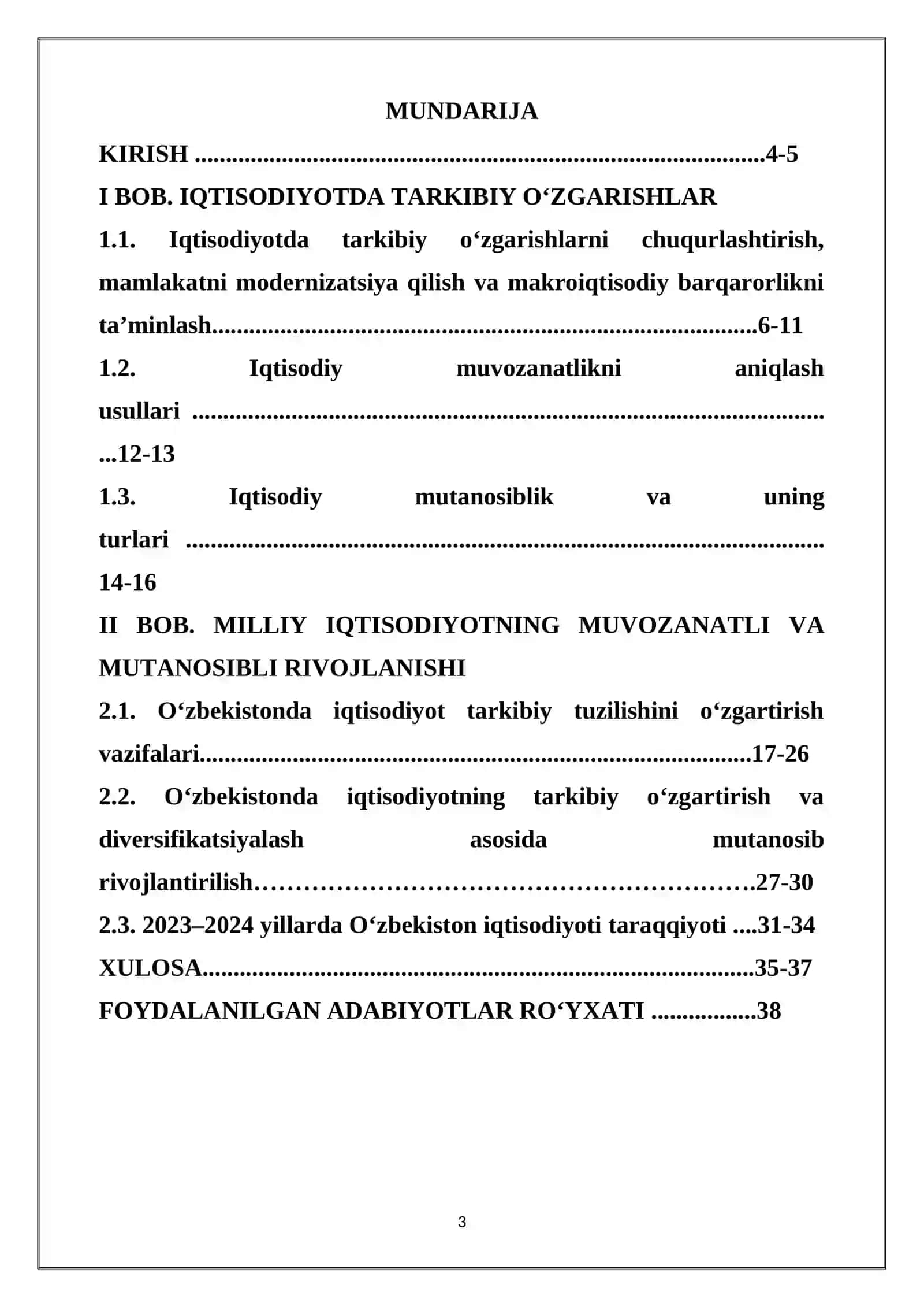 Iqtisodiyotdagi tarkibiy o’zgarishlar va uning iqtisodiy muvozanatga ta’siri 3