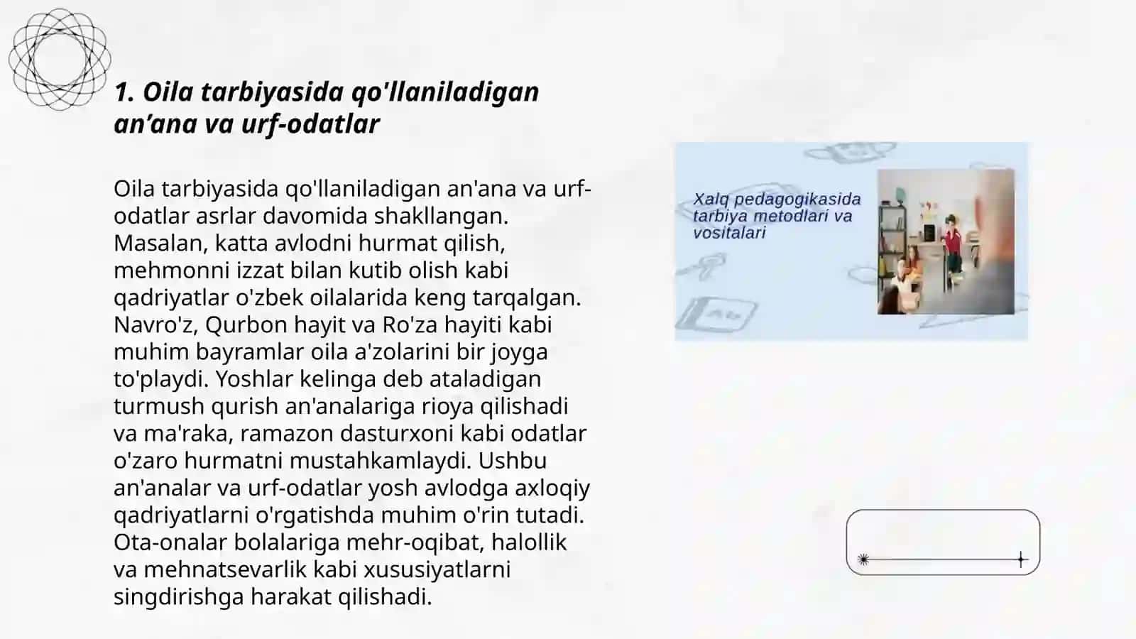 Oila tarbiyasida qo'llaniladigan an’ana va urf-odatlar 3