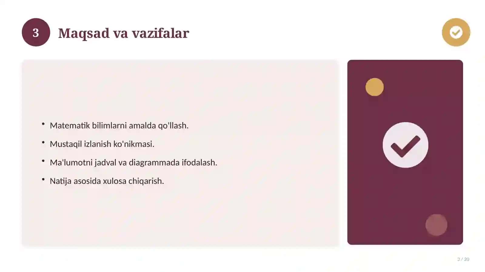 Matematika fanidan 11-sinf loyiha ishi 3