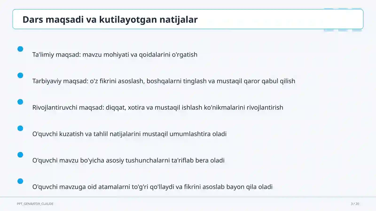 Dars rejasi 1