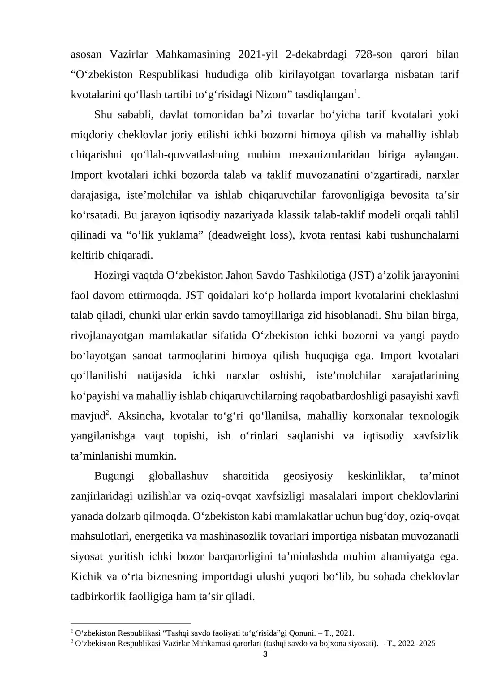 Import kvotalari va ichki bozor muvozanati 3