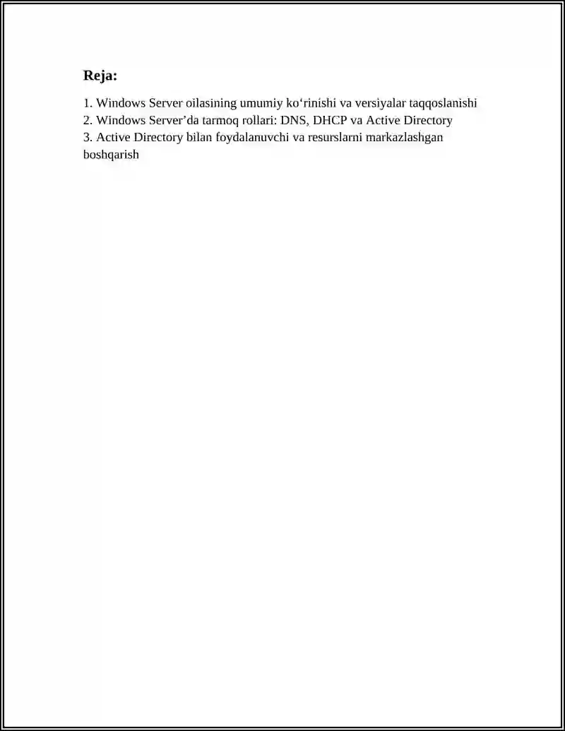 Windows Server operatsion tizimlari 3