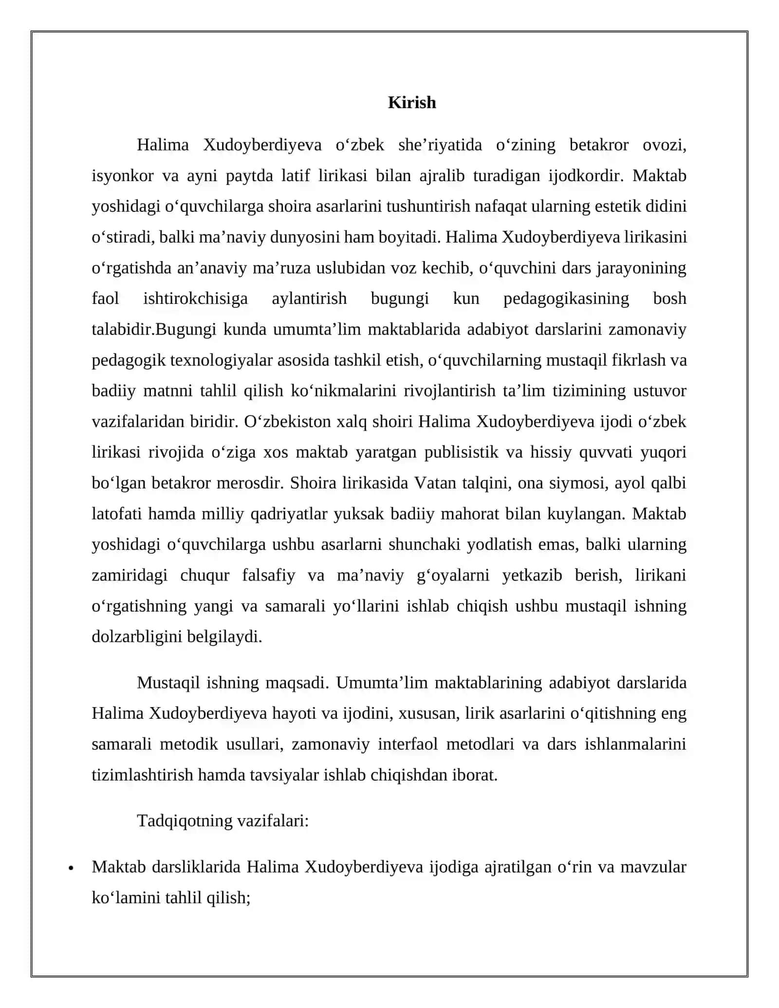"Maktabda Halima Xudoyberdiyeva lirikasini o'rgatish yo'llari" 3