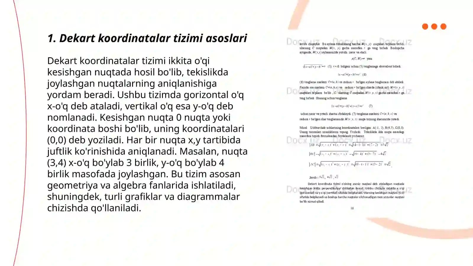 Dekart koordinatalar tizimi 3