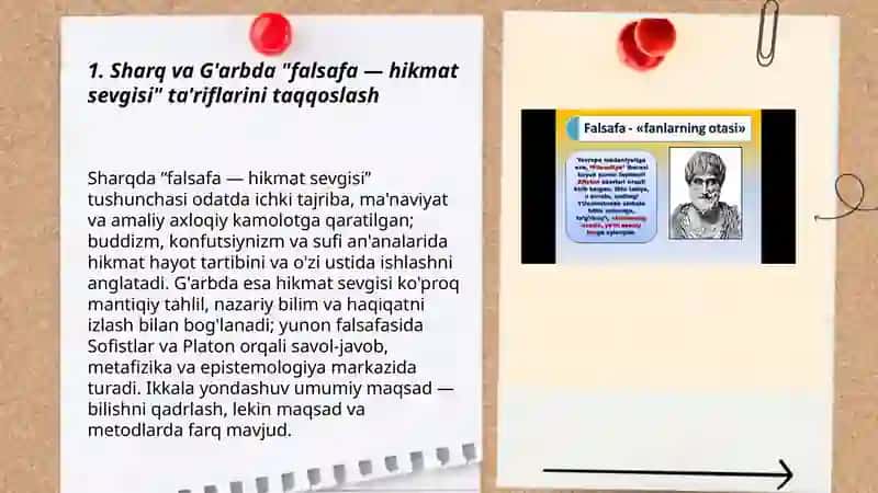 Falsafa mohiyatiga oid Sharq va G'arb mutafakkirlari ta'riflarini tasniflash 3